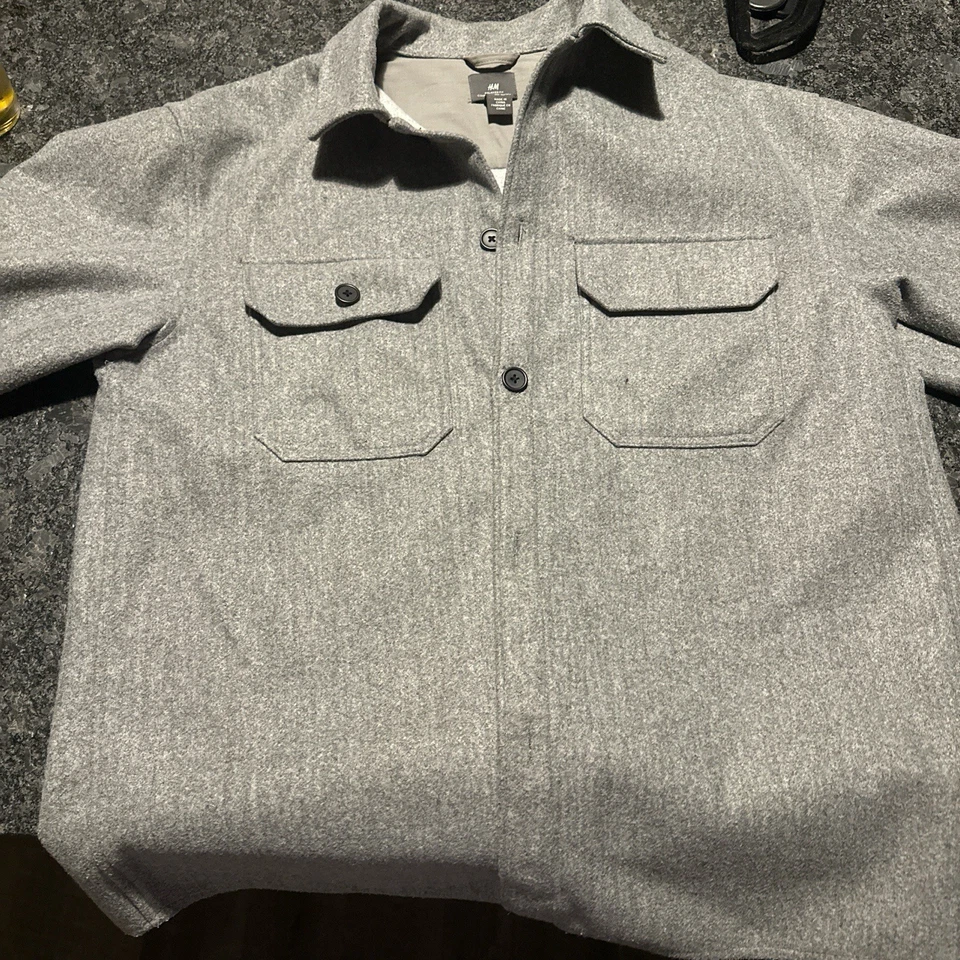 H&M Men’s Gray Jacket Overcoat Size XL Coat Relaxed Fit - Image 1 of 2