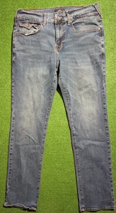 Pantalones de mezclilla True Religion para hombre talla 32 Ricky solapa SN relajados rectos azules - Imagen 1 de 10