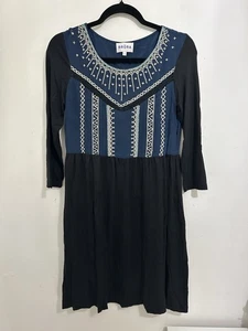 Brora Embroidered Silk Dress Size 12, Blue Lace & Embroidery Silk Top & Jersey - Picture 1 of 11
