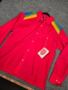 Vintage Sky Sportswear Mens XL Nylon Windshirt Red Rainbow Ski Retro NWT - Picture 1 of 11