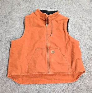 EUC 2014 Carhartt V33 806 Blackened Orange Jacket Vest Sz 3XL Sherpa Lined - Picture 1 of 6