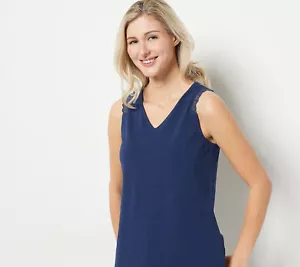Maglietta Denim & Co. collo a V blu navy S nuova - Foto 1 di 1