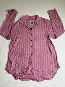 Universal Thread Relaxed Fit Gestreift Button Down Langarm Bluse Top S Rosa - Bild 1 von 8