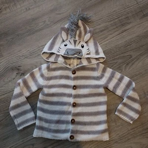 Max Studio Girls Size 4T Zebra Hoodie Sweater VGUC So CuTe! - Picture 1 of 1