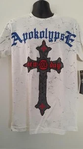WHITE APOKOLYPSE_TYEDIE PRINTED MEN'S FASHION TEE_BIKER_ROCKER TEE_NEW_Sz_L - Picture 1 of 2