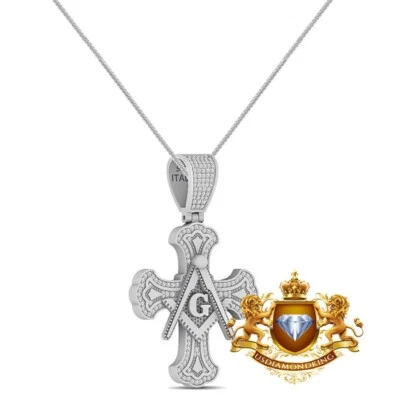 Berloque pingente cruz bússola G maçônica maçônica maçônica VVS1/D genuíno real - Imagem 1 de 2