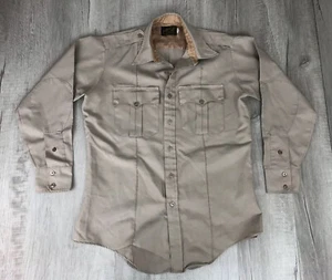 Vintage Mr. Marti Shirt Beige Safari Collard Shirt Made In USA Mens Size 16-33 L - Picture 1 of 12