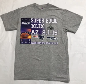 Camiseta Super Bowl 49 Patriots Vs Seahawks 2015 para hombre talla mediana majestuosa NFL - Imagen 1 de 4