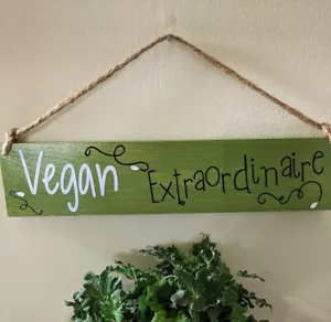 2 lati!!! SEGNO IN LEGNO VEGANO STRAORDINARIO E COMPASSIONE FATTO A MANO IDEA REGALO DECORAZIONE - Foto 1 di 4