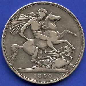 1890 Great Britain 1 Crown Coin ( 28.28 Grams .925 Silver ) - Picture 1 of 2