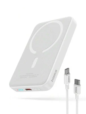 Baseus Magnetic Battery, Wireless Portable Charger 20W USB-C White Foto 1 de 4