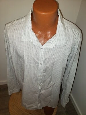(XXL) Mens Calvin Klein Dress Shirt White Black Striped Geometric . - Image 1 of 4