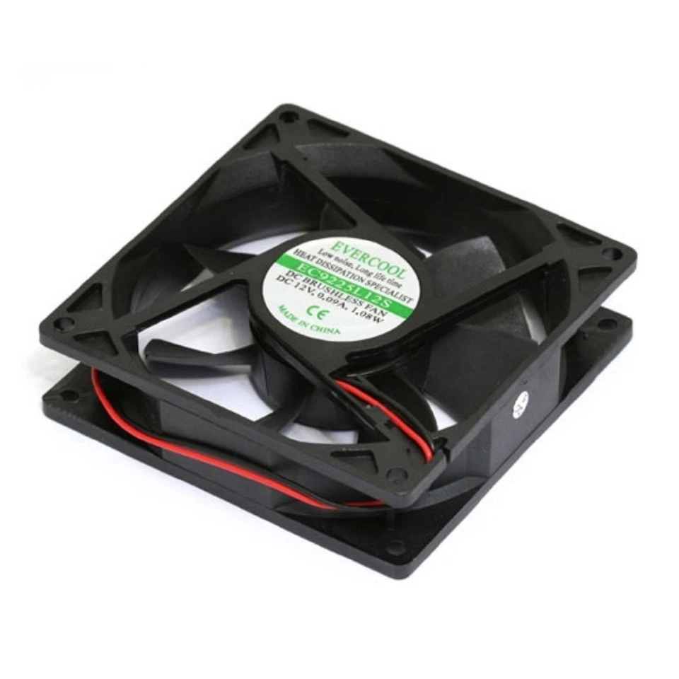 EVERCOOL PC Computer Case System Cooling Fan Cooler 92mm 2Pin 92x92x25mm 9.2cm - Image 1 of 4
