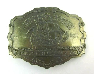 Vintage Livingston Wells & Co Belt Buckle Trade Ship - Picture 1 of 3