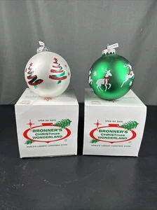 Bronner's Glass Christmas Ornament Lot White Green Tree Reindeer Made in Hungary - Picture 1 of 7