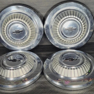 68-70 Chevrolet Dog Dish Hubcaps Set of 4 Chevy Chevelle El Camino Rat Rod - Image 1 of 4