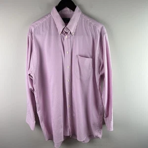 Vintage GITMAN Bros Sz 16 1/2 33 Pink Candy Striped Button Shirt Oxford Collar - Picture 1 of 7