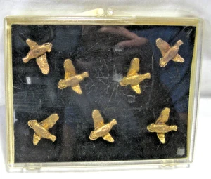 Seven Gold Plated Metal Blazer Buttons Water Fowl Game Birds High Relief 25 mm - Picture 1 of 8