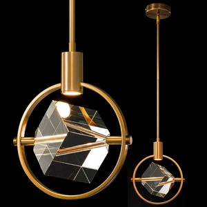 Moderne Kristall Pendelleuchte in Gold gebürstetes Messing Finish Mini LED Leuchte... - Bild 1 von 7