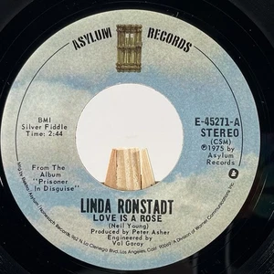 LINDA RONSTADT 45 RPM LOVE IS A ROSE / SILVER BLUE—VG+ - Picture 1 of 6