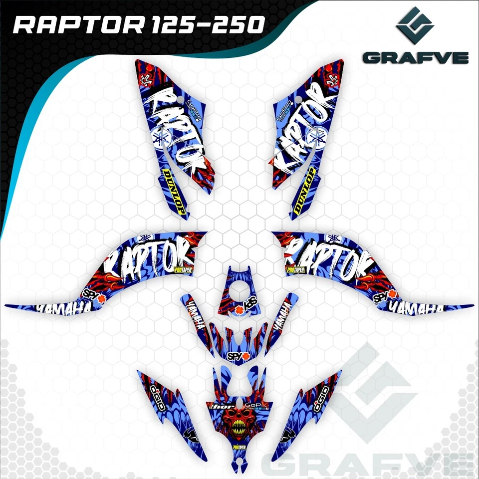 Yamaha Raptor 125 250 Kit Gráficos Calcomanías Pegatinas Atv Quad YFM125R YFM250R Foto 1 de 1