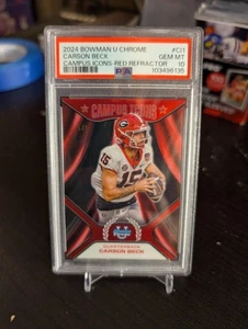 Carson Beck Rojo/5 Iconos Campus 2024 Bowman Cromo U Universidad - Imagen 1 de 2
