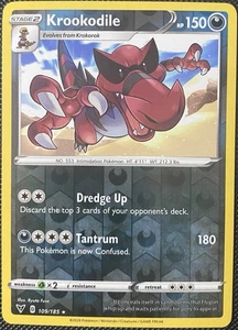 Krookodile 109/185 Swsh04: Vivid Voltage Reverse Holo - Pokémon Card - Picture 1 of 2