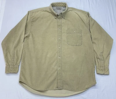 Vintage Bugle Boy Shirt Mens XL Beige Corduroy Collar Button Long Sleeve Pocket - Image 1 of 4