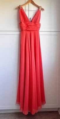 Vestido de Noche Faviana Coral con Correas Adornadas - Talla 9/10 Foto 1 de 4