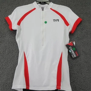 Camiseta deportiva de ciclismo de carbono para mujer TYR Triatlón Entrenamiento Blanco Rojo Bolsillo con cremallera L Nueva - Imagen 1 de 9