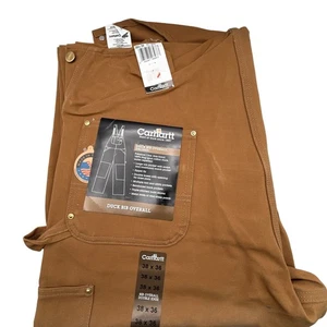Carhartt Duck Bib Overalls R01 BRN Brown 38x36 Double Knee Work NOS Mens NWT - Picture 1 of 15