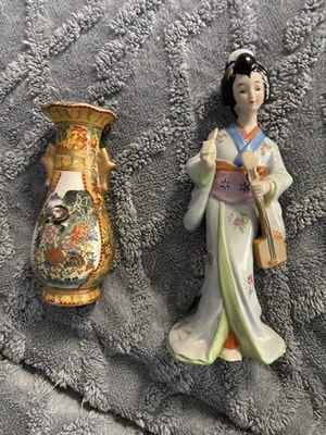 Figura de geisha vintage con jarrón Satsuma   Foto 1 de 4