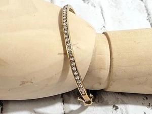 Givenchy Bracelet Bangle Cuff Crystal Gold Tone Safety Closure Slip on - Picture 1 of 6