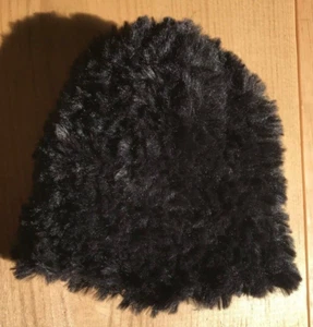 Handmade Knit Newborn Baby Hat-Faux Fur-Winter Fashion-Solid-Black-Beanie-New-US - Picture 1 of 6