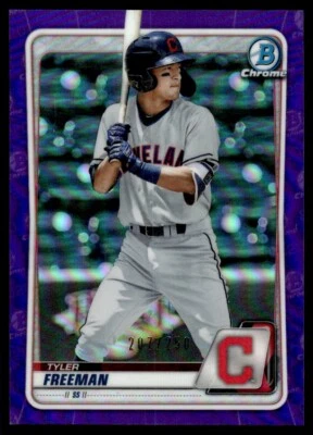 2020 Bowman Draft Chrome PURPLE /250 Tyler Freeman Cleveland Indians #BD-78 - Image 1 of 2