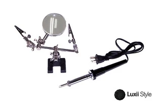 30w Soldering Iron & Helping Hand Magnifier Set Craft Model Jewelry Watch Repair - Picture 1 of 3