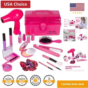 Kids Makeup Kit for Girls | with Pretend Hair Dryer and Flat Iron | Play Hair... - Picture 1 of 7