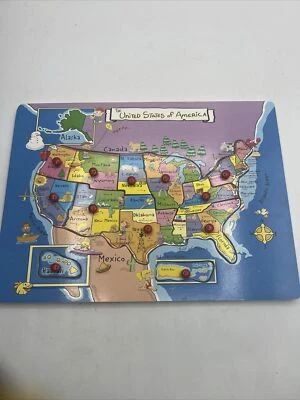 Rompecabezas de madera vintage de EE. UU. mapa geográfico educativo Foto 1 de 4