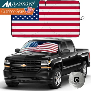 Car Windshield Sun Shade Visor Foldable Front Window UV Rays Protection US Flag - Picture 1 of 7