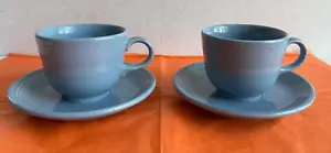 2 tazas y platillos de té Fiesta "Periwinkle Light Blue", Homer Laughin-Hecho en EE. UU. - Imagen 1 de 7
