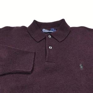 VTG Polo Ralph Lauren Men’s L Sweater Collared Polo 100% Lambs Wool Plum - Bild 1 von 13