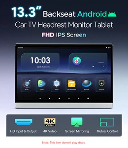1PCS 13.3'' FHD Android 32GB Car TV Headrest Monitor WiFi HDMI Screen Mirroring - Picture 1 of 13