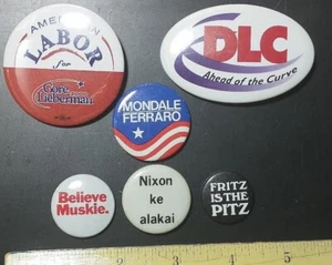 Lot "224A" set of 6 political campaign buttons VG- NM Gore/Nixon/Muskie/Mondale+ - Picture 1 of 8