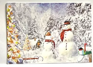 Buste Natale pupazzo di neve scatola di cartoline di Natale 6,5x4,5"" Vermont Natale - Foto 1 di 3