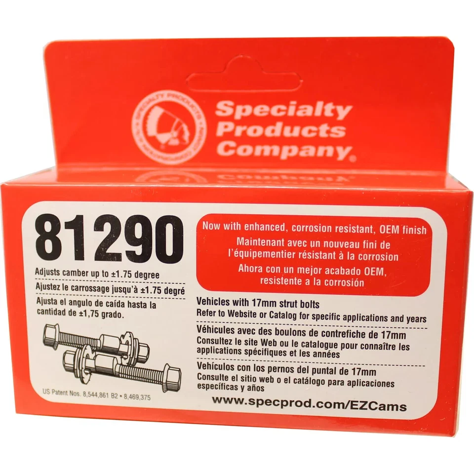 Parafusos de cambagem ajustáveis SPC Performance EZ Cam XR 17mm (quantidade 2 conjuntos) 81290 - Imagem 1 de 3