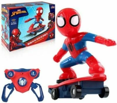 2.4ghz Spiderman Stunt Scooter Skateboard Radio Remote Control Car Music & Light
