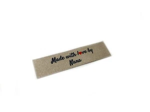 Made with Love by Nana Labels In Silver - Flat 15x50 - 40 Pack - Sew On - Picture 1 of 1