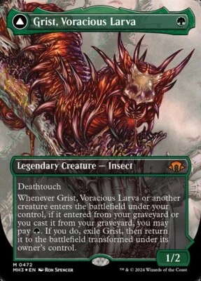 Grist, Voracious Larva Borderless Textured Foil - MH3 0472 - NM - MTG Magic - Image 1 of 2