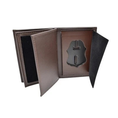 Customs Border Patrol 2 ID Brown Leather Badge Wallet CBP Thick Cut RFID USBP - Image 1 of 4