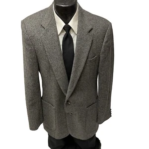 Vintage 60's Haggar Men's Gray Sport Coat HERRINGBONE Jacket WOOL TWEED Blazer 3 - Picture 1 of 9